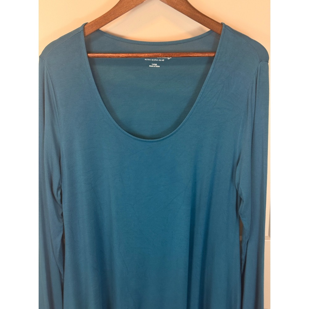 Soft Surroundings Timely Teal Blue Longline Scoop Neck Tunic Size Large - Picture 5 of 9